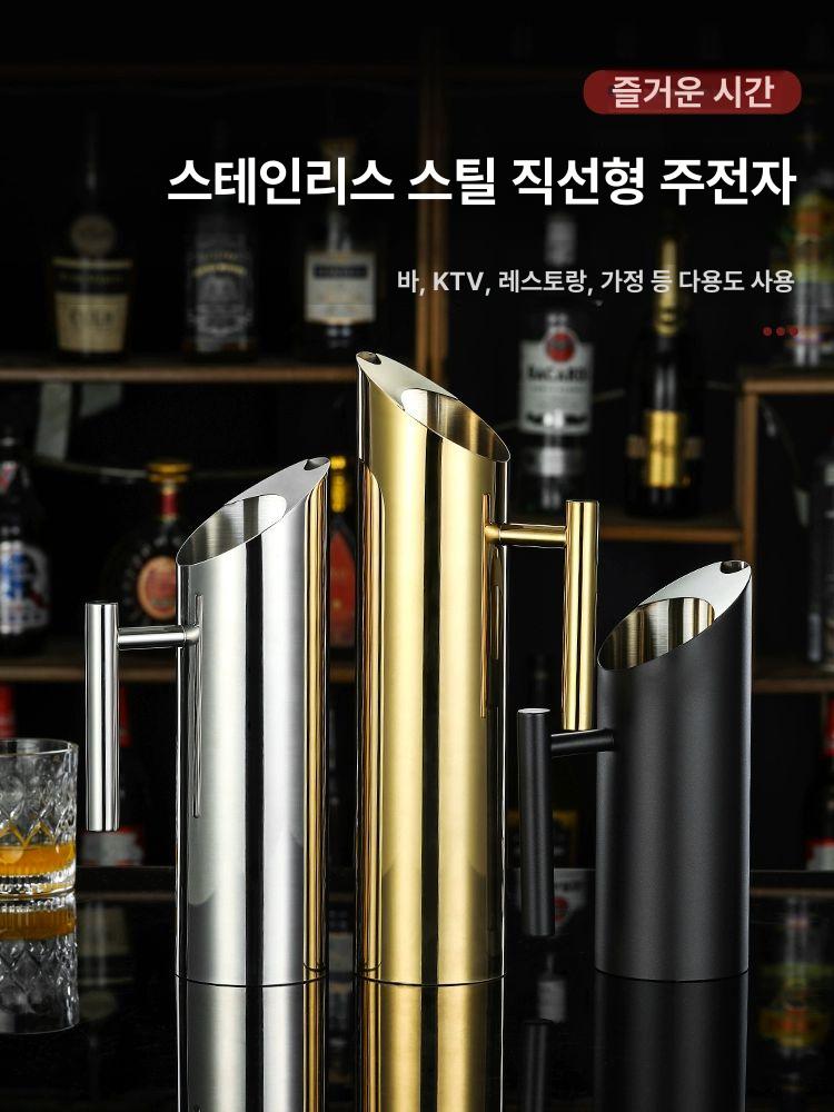 스테인레스 냉수 주전자 뚜껑이 끓는 용기 물병 커피 두꺼운 골드 소형 주전자 1L 평평한입구 - 상세 이미지 3