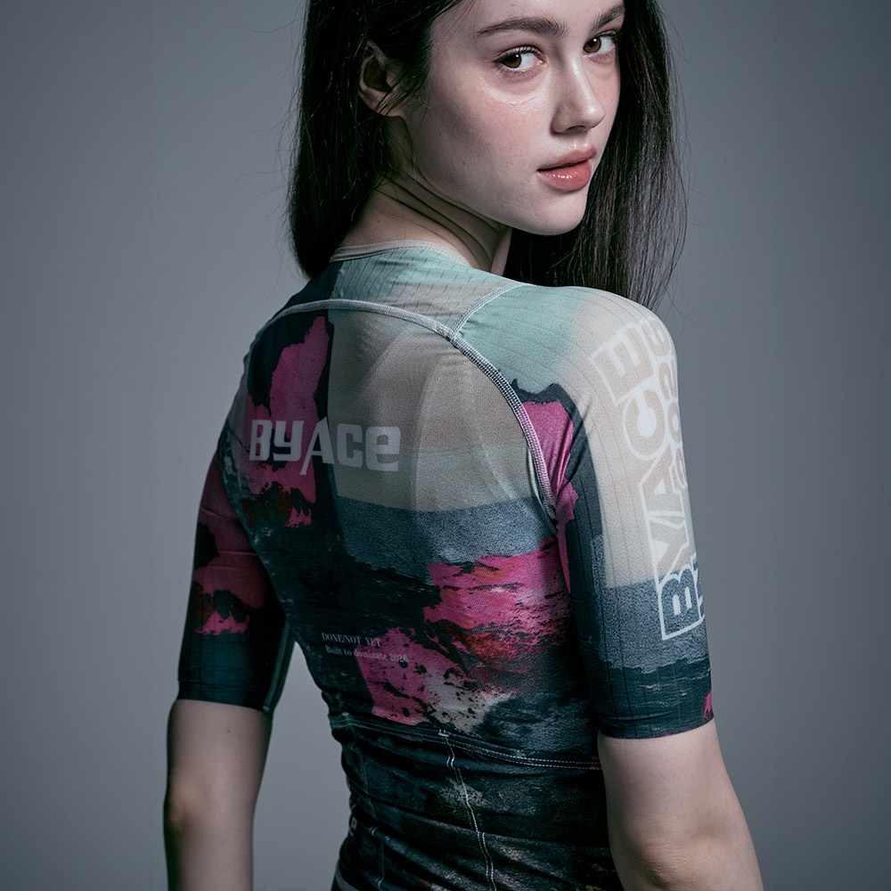 BYACE DONE 바야스던 여성 자전거 반팔 져지 사이클 저지 26BD150F 핑크그린 - 상세 이미지 2