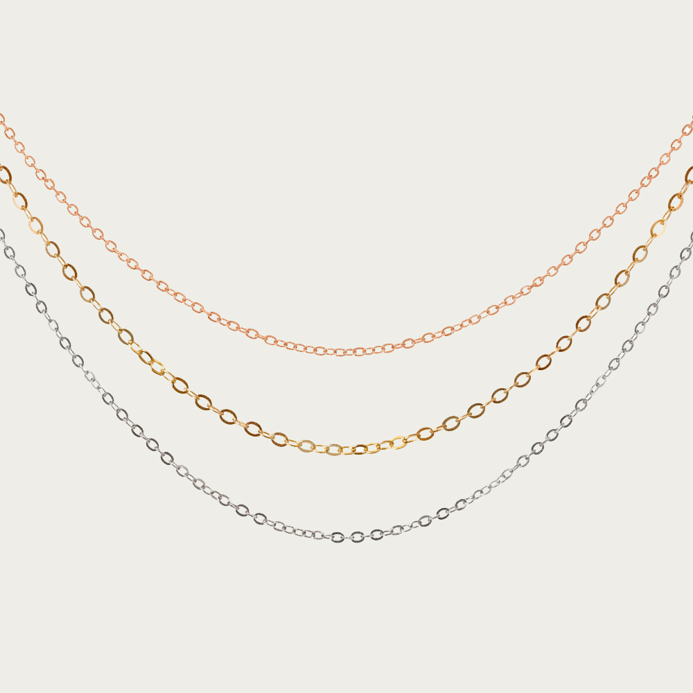 14K 18K 기본 체인 목걸이 - 각줄 모줄 함마링 3푼 5푼 데일리 레이어드