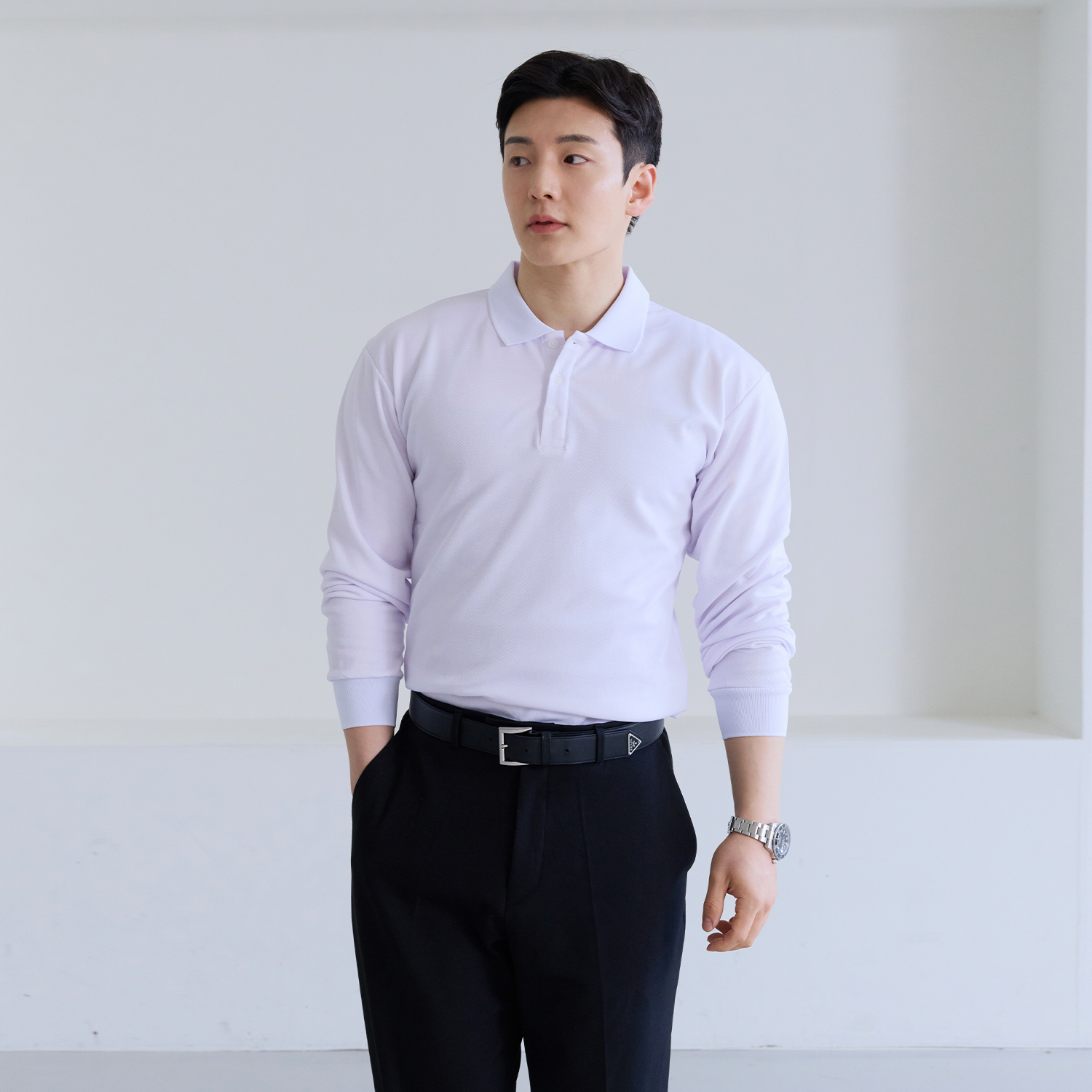어깨넓어보이는 남자 머슬핏 긴팔 카라 티셔츠 이미지 7