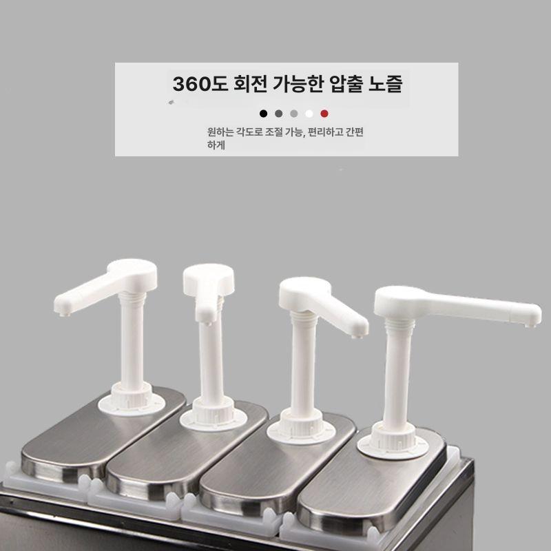 업소용 조미료 보관통 소스통 디스펜서 흘림방지 셀프바 1L 5구 소스 펌프 받침대포함 - 상세 이미지 4