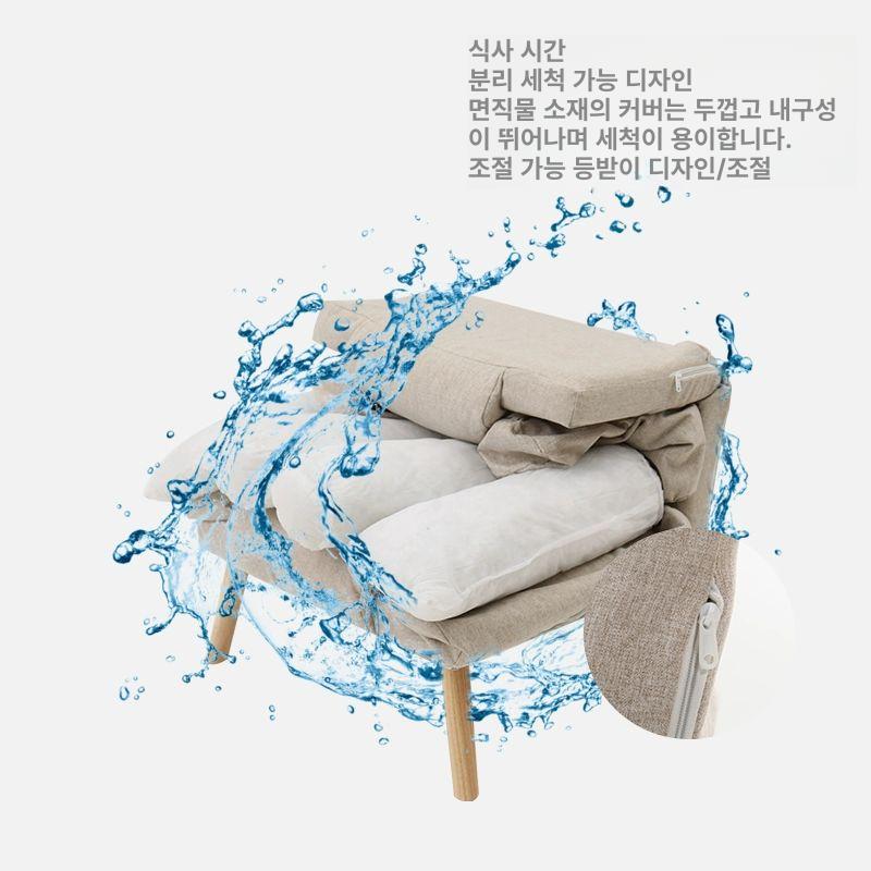 리클라이너 좌식 듀얼 회전형 생활발수 패브릭 아이보리 다크블루 소파 + - 상세 이미지 4