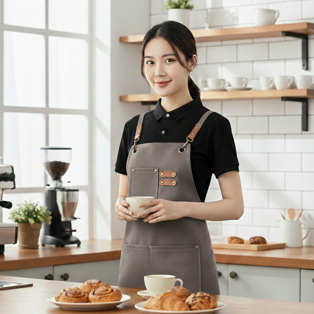 필굿리빙 주방 앞치마 방수 카페 미용실 바리스타 예쁜 식당 미술 남자 캔버스 - 상세 이미지 4