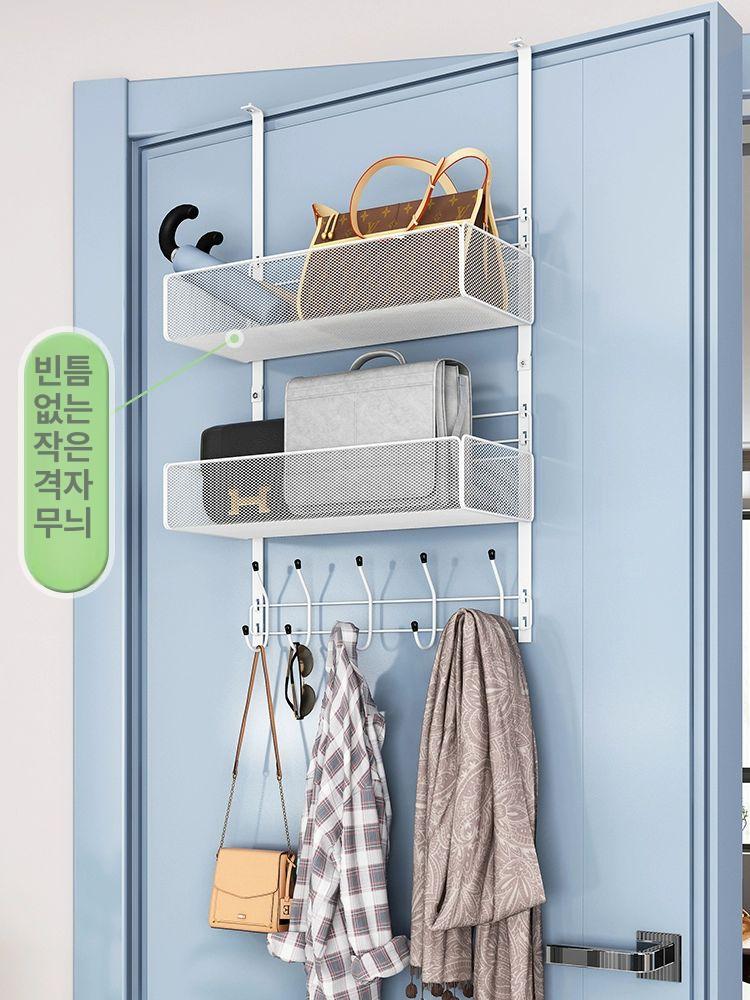 문 수납 선반 후크 행거 공간 무타공 활용 바구니 다용도 정리 - 상세 이미지 3