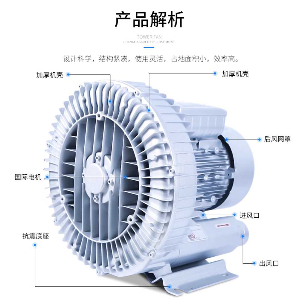 링브로워 와류팬 공기 원심 청소 팬 모터 터빈 탈습 180W/220V - 상세 이미지 3