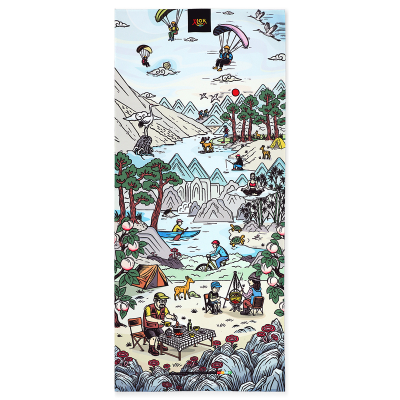 알록 극세사 스포츠 양면디자인 타월 40 x 90cm 75g, 십장생과 함께, 1장 - 상세 이미지 3