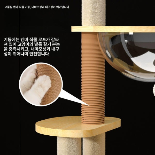 프리미엄 원목형 고양이 캣트리 장난감 캣하우스 기본 02 - 상세 이미지 3