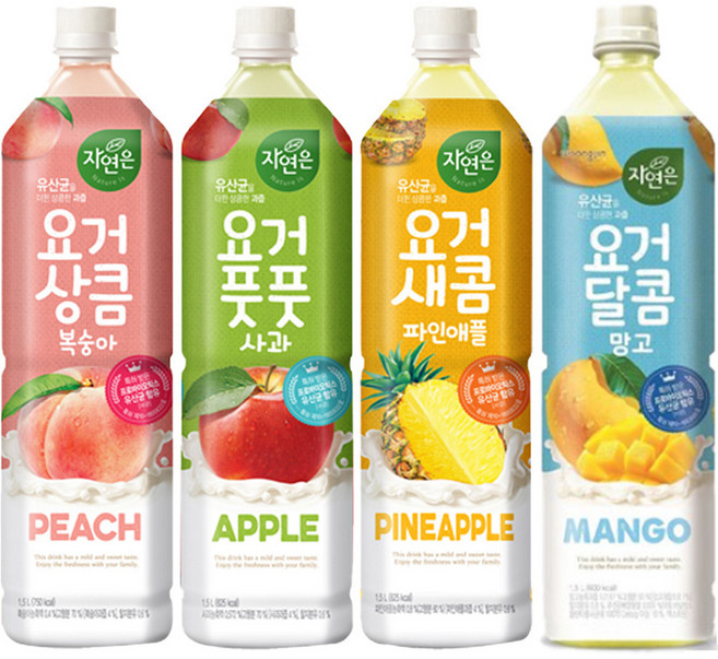 웅진 요거풋풋 사과 복숭아 파인애플 망고 1.5L 각3개씩 총12개 - 상품 이미지