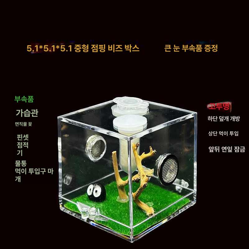 사마귀 파충류 거미 사육장 아크릴 애완 투명 곤충 번식 6.8cm 장식박스 조명 포함 작은양장식 - 상세 이미지 5