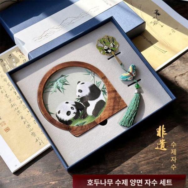 매력적인 수작업 팬더 장식품 야외 피규어 마당 선반 모형 조형물 대나무 판다 세트 1 - 상품 이미지