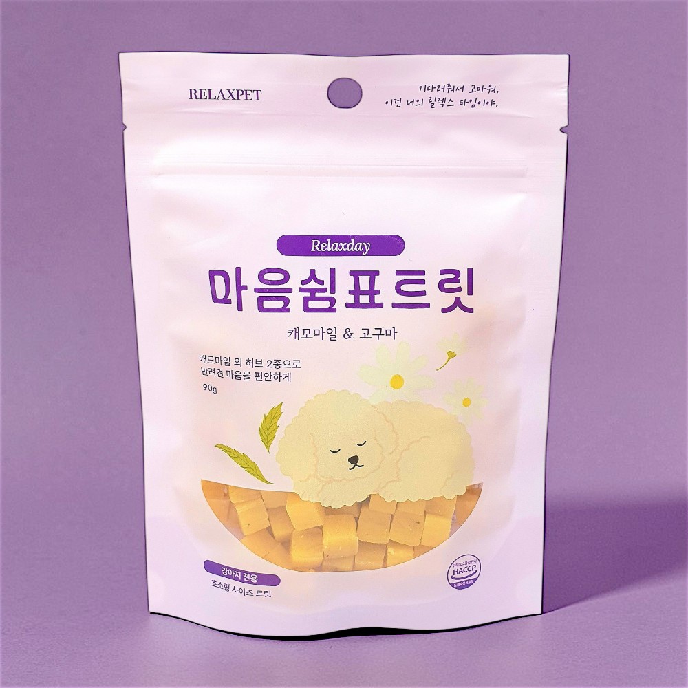 릴렉스펫 강아지 노즈워크 간식 훈련용 알러지 강아지 가수분해 간식 큐브 캐모마일/고구마, 90g, 1개 - 상세 이미지 4