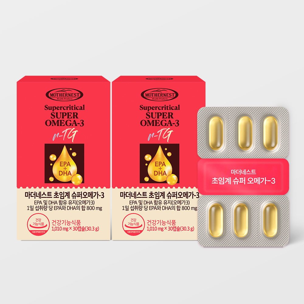 마더네스트 초임계 슈퍼오메가-3 EPA+DHA 800mg 30캡슐, 2개 - 상품 이미지