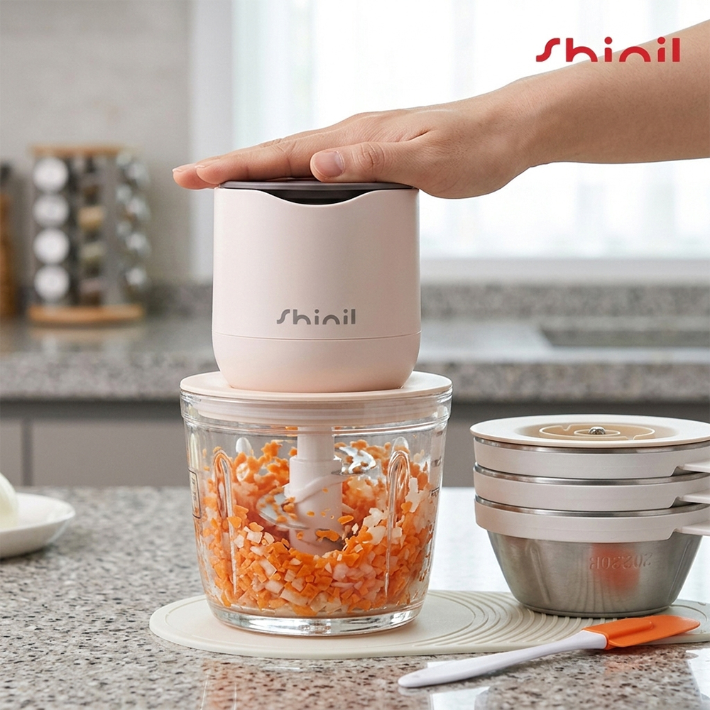 신일 무선 멀티 다지기 유리볼1개 +스텐볼3개 강력 쵸퍼 이유식 야채 양념 선없는 휴대용