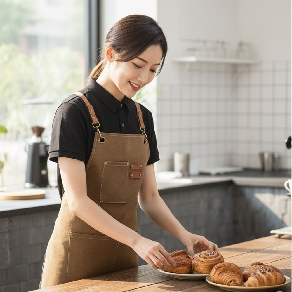 필굿리빙 주방 앞치마 방수 카페 미용실 바리스타 예쁜 식당 미술 남자 캔버스 - 상세 이미지 3