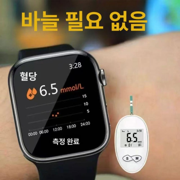 프리미엄 무채혈 연속혈당측정기 고정밀 혈당측정 혈압 혈중당 혈중압 심박수 스마트워치 블랙 - 상세 이미지 4