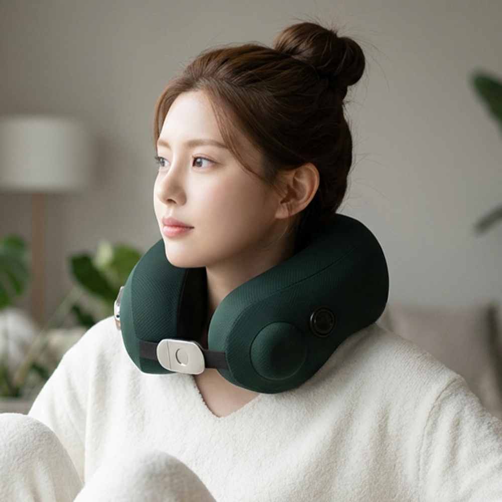 미오데칼코마니 에어펌프 목베개 마사지기 EMS 쿠션 온열 기내용 여행용 휴대용 - 상세 이미지 3