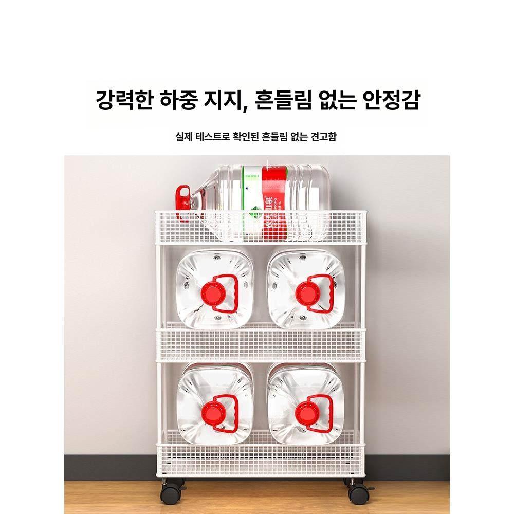 문뒤수납장 틈새정리함 도어 흰색 선반 4단 화이트 바퀴 포함 [12cm 40cm] - 상세 이미지 4
