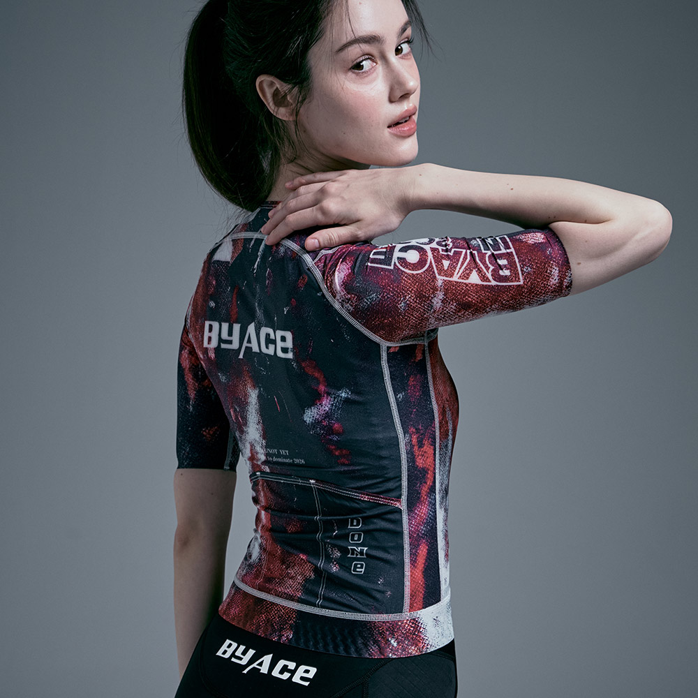 BYACE DONE 바야스던 여성 자전거 반팔 져지 사이클 저지 26BD140F 레드블랙 - 상세 이미지 4