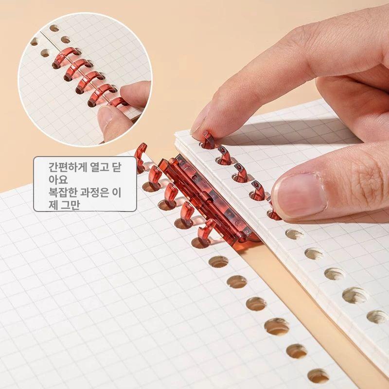 루즈링 바인더 바인더링 노트북 제본 루즈리프 미니 노트 투명 화이트 5개 - 상세 이미지 5