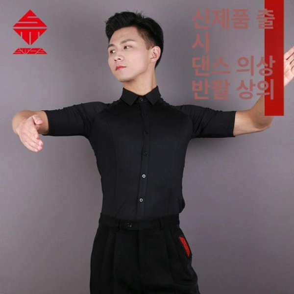 프리미엄 남자 라틴댄스복 모던 댄스복 위너스 살사 S 블랙 - 상품 이미지