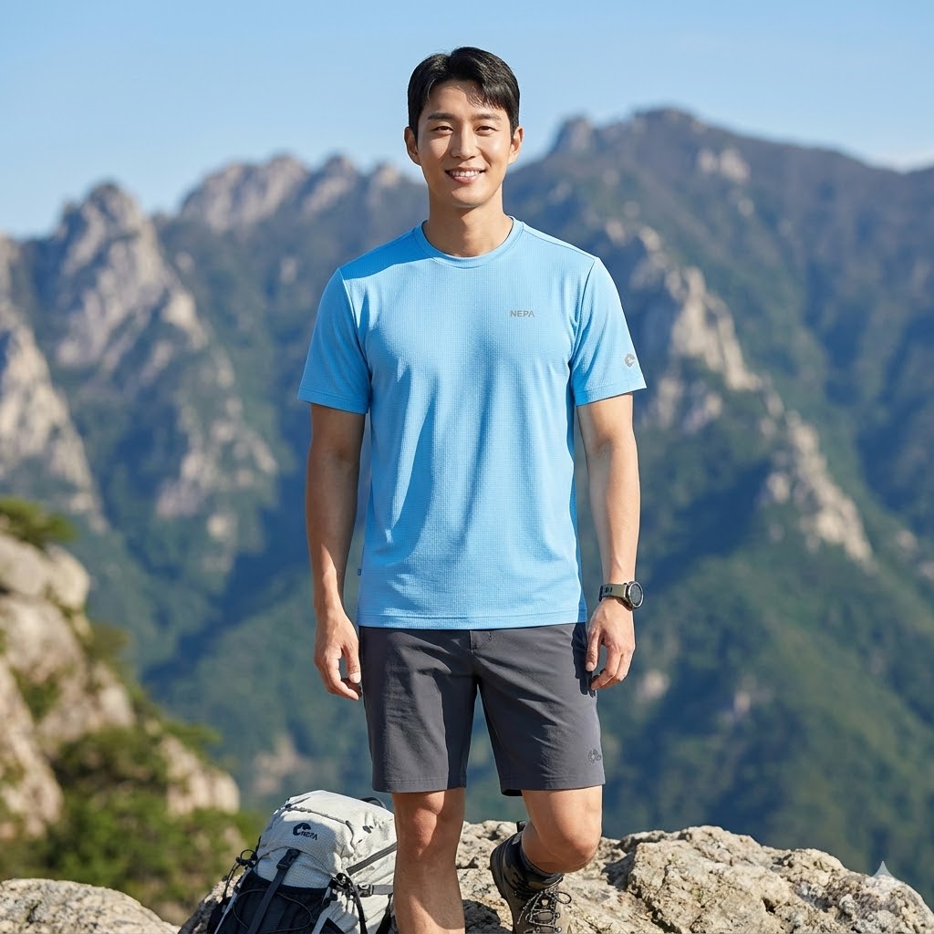 네파 남성 여름 아웃도어 슈퍼드라이 스판 항균 등산 반팔티셔츠 - 상품 이미지
