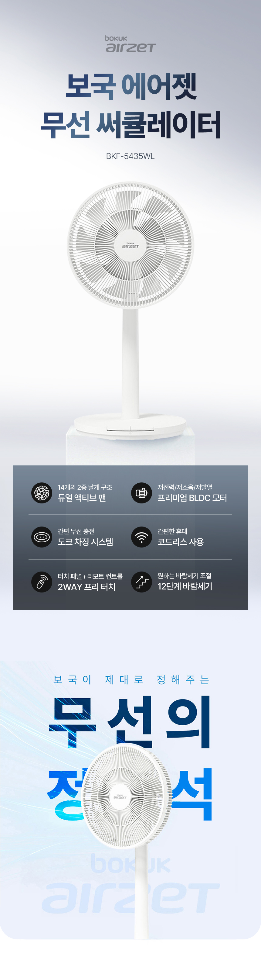보국 무선 써큘레이터 셔큘레이트 무소음 BLDC 서큘레이터 BKF-5435WL 판매처 상세 정보 이미지 2