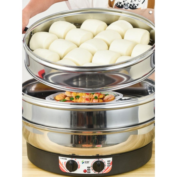 프리미엄 업소용 대용량 전기찜기 호빵찜기 만두 증숙기 조리기 1세대 35cm 5-8인용 3단 - 상품 이미지