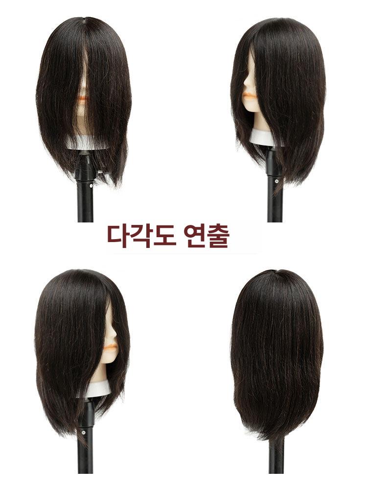 인모 100 연습용 드라이 아이롱 펌 커트 통가발 염색 10인치 블랙 - 상세 이미지 3
