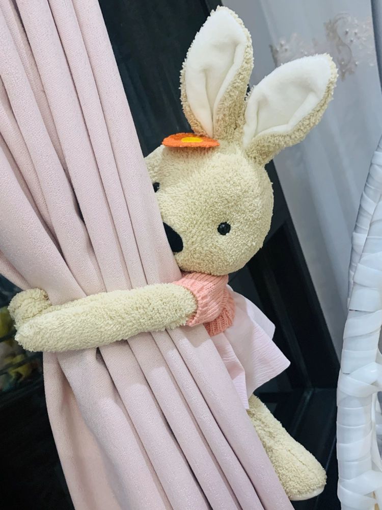 타이백 인형 스트랩 실내 고정 집게 데이지 커튼집게 화이트 데이지 래빗 1개 자석 - 상세 이미지 3