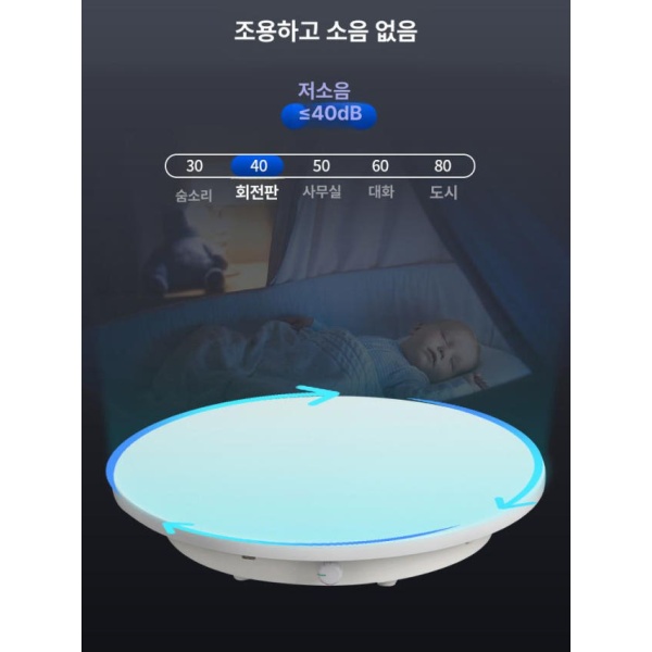 프리미엄 턴테이블 자동회전 360도 전시용 디스플레이 전시용품 화이트 UFO 노브 16cm 15KG - 상세 이미지 4