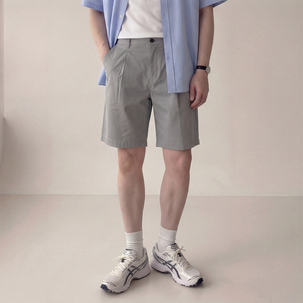 [1+1] 원턱 와이드 하프 치노 반바지 5color - 상품 이미지