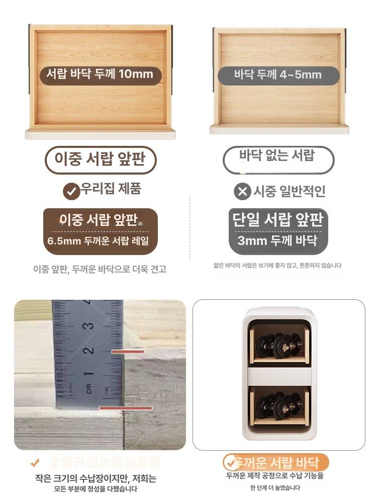 원목 틈새 북유럽 침실 수납 침대 옆 서랍장 거실 미니 밀키화이트 A 완제품 25x40x47cm - 상세 이미지 3