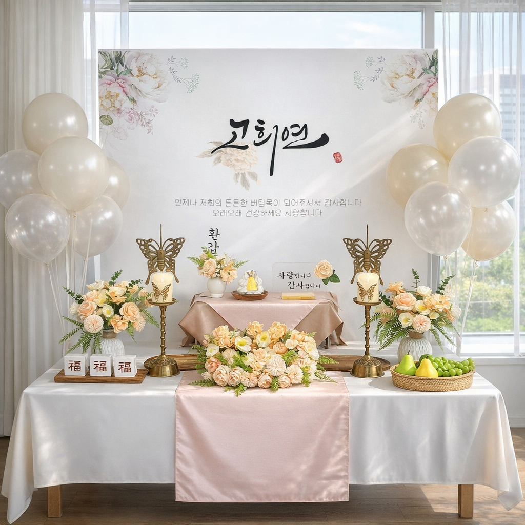 [당일발송가능] 팔순상차림 산수연 팔순상대여 셀프 80세 생신 잔치상 B06퍼플 - 상세 이미지 3