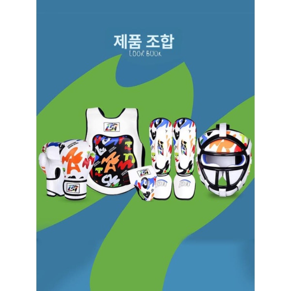 최강자 포수형 복싱 격투 안면보호 풀페이스 헤드기어 보호구 화이트 컬러풀 헤드가드 D S - 상세 이미지 5