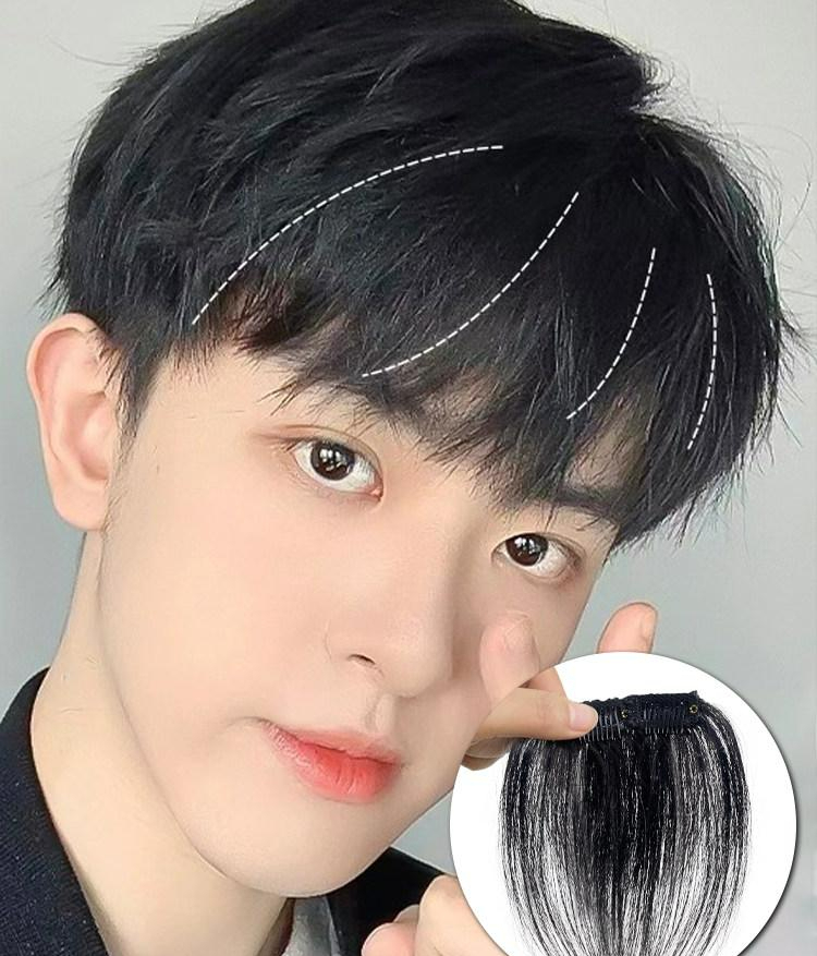 남자 정수리 부분 탈모형 대머리 가발 직모 남성 정교한 수리 2개 컬러 10cm길이 - 상품 이미지