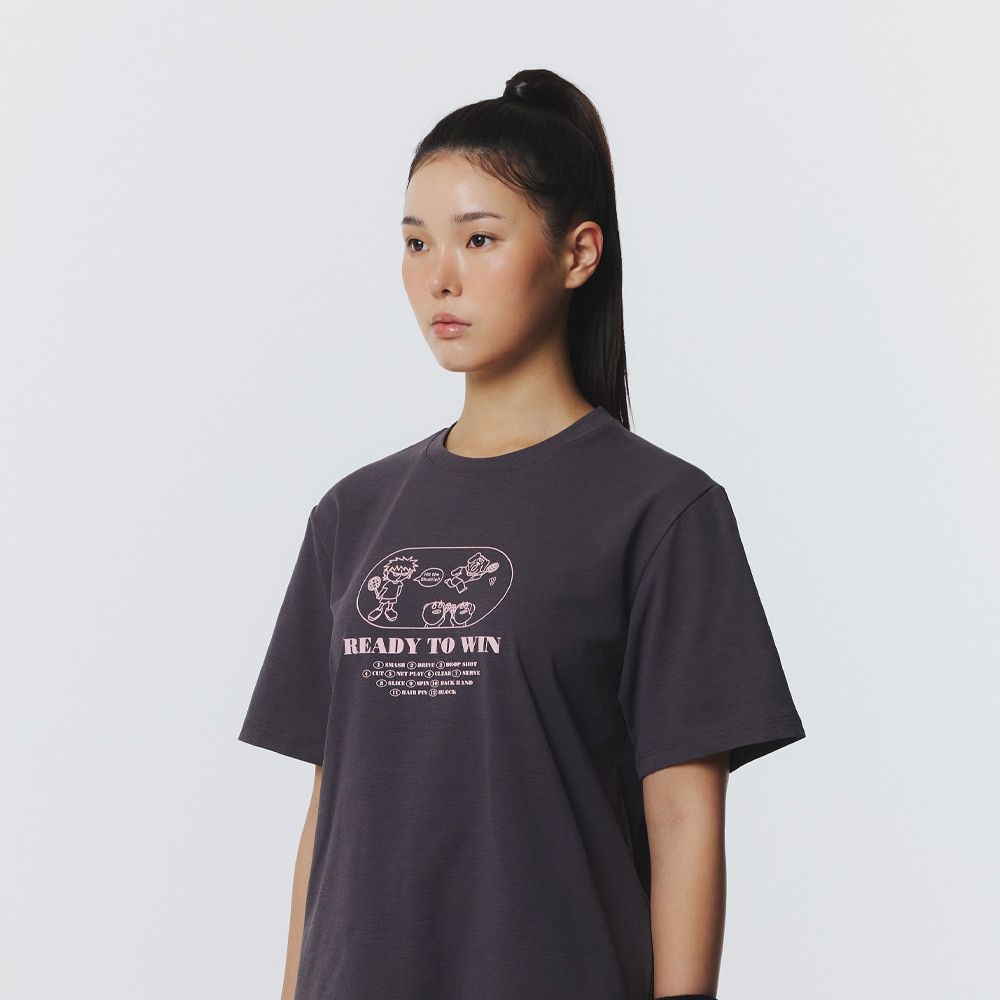 빅터 2026SS VT26ATO204U 스포트 스톤 차콜 반팔 남여공용 오버핏 티셔츠 - 상세 이미지 2