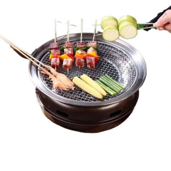 프리미엄 원형 숯불 야외 가정용 그릴 화로 티포트 겸용 바베큐 한식 바비큐 그릴 트레이 29.5cm - 상품 이미지