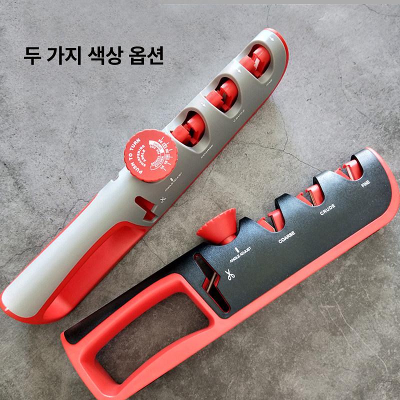 다기능 가정용 수동 주방 칼갈이 기계 강판 미니 다이아몬드 4-in-1 블랙 레드 - 상세 이미지 4