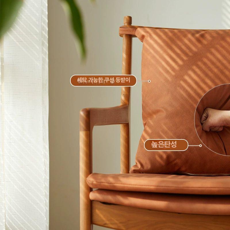 원목 의자 휴게실 스터디카페 북유럽 업소용 식당 라탄 화이트오크 오렌지 테크 패브릭 - 상세 이미지 2