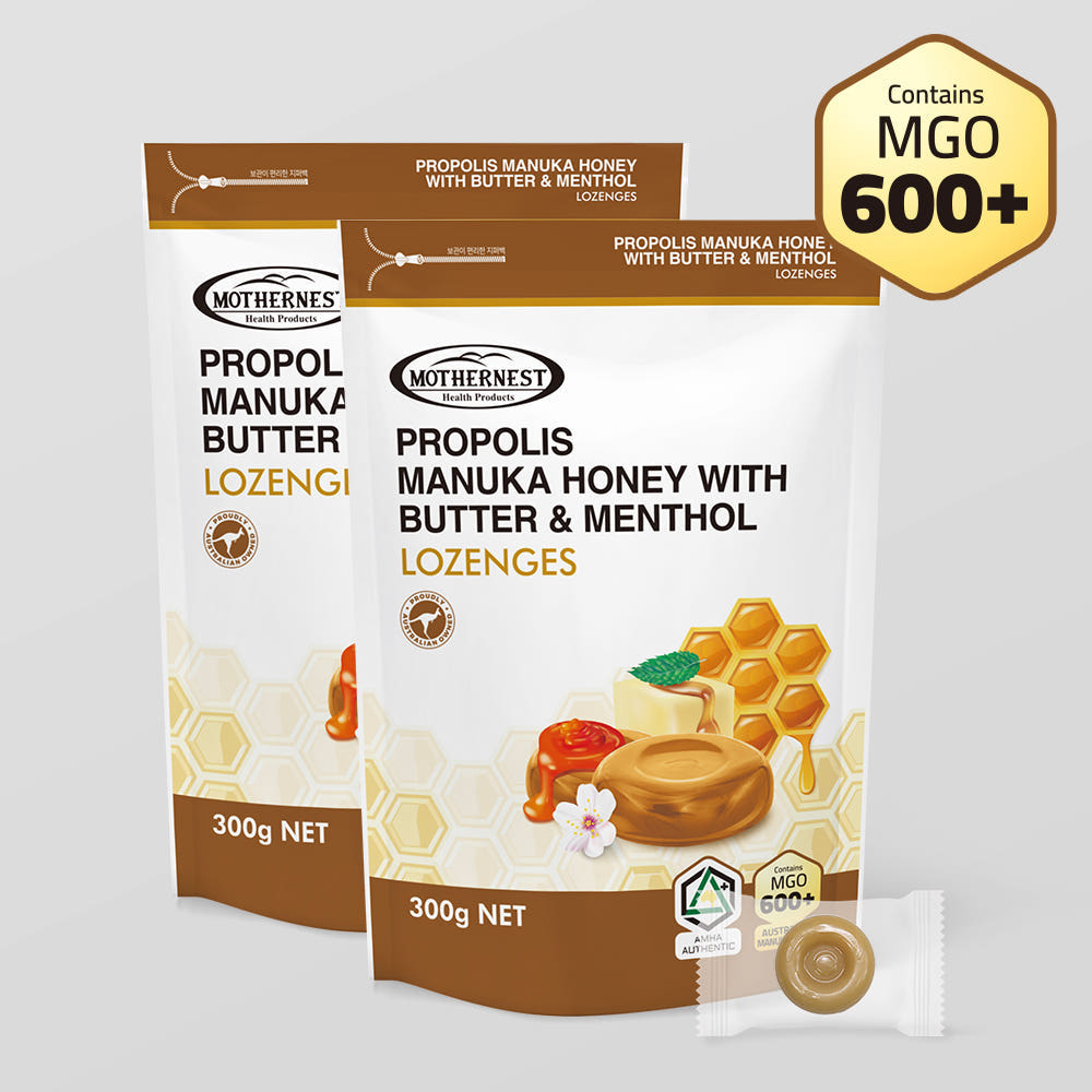 마더네스트 호주산 프로폴리스 마누카허니 버터멘톨 캔디 (MGO600+) 300g, 2개 - 상품 이미지