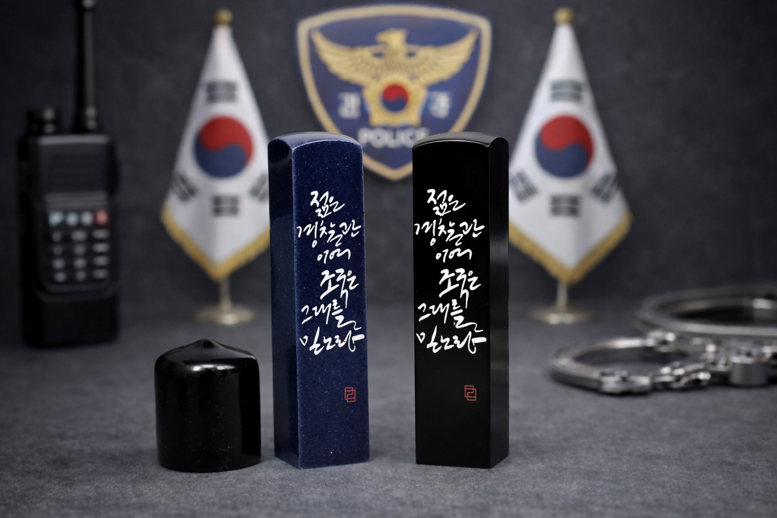 수제도장 경찰도장 젊은(세로) 인감 임용 진급 영전 단체 기념 선물 - 상품 이미지