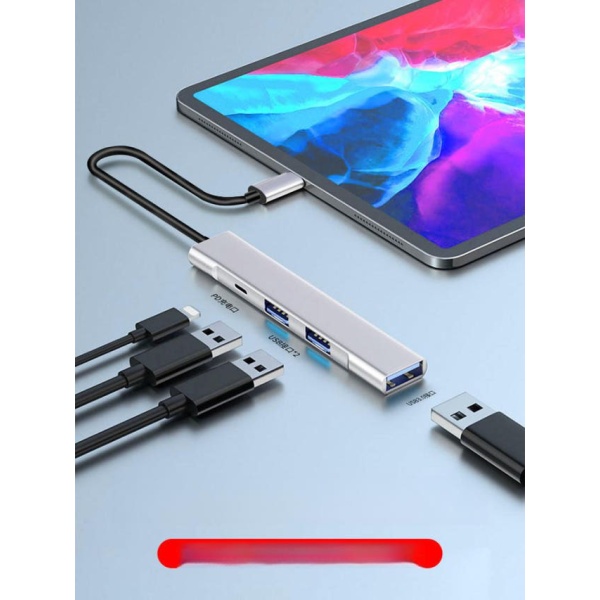 고속 멀티 SD카드리더기 C타입 USB 분배기 어댑터 5-in-1 USB+충전+SD 2 애플 라이트닝 4 키보드 US - 상품 이미지