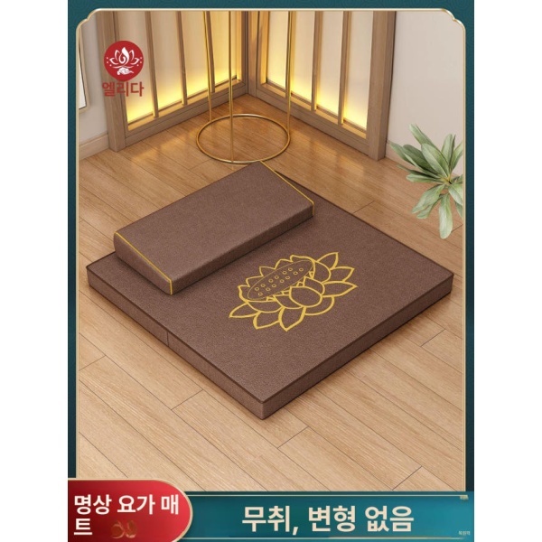 프리미엄 좌식 가정용 불교 깔개 명상 스트레칭 매트 브라운 자수 있음 60 x 60cm 브라운 자수 없음 60 x 60cm - 상세 이미지 2