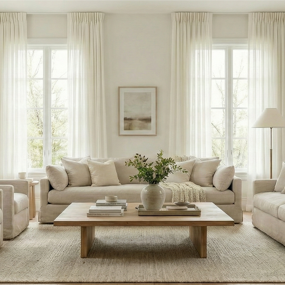 [난연/방염] 형상기억 화이트 프리미엄 쉬폰커튼 이음선 없는 나비주름 맞춤제작 차르르 커튼