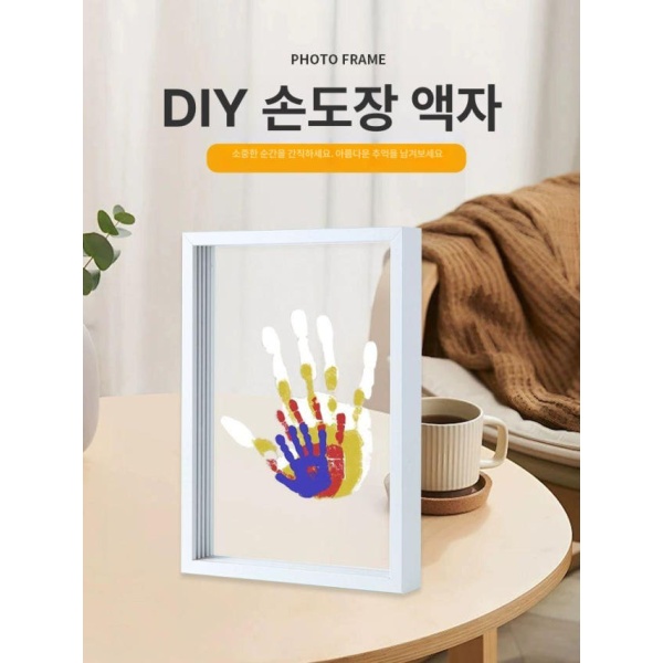 추억만들기 가족 손바닥 액자 핸드프린트 친구 화이트 액자+잉크+브러시+못 블랙 카드-너만으로만 종이2장 B - 상세 이미지 2