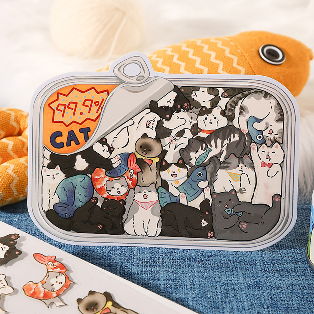 [세트구매 4종] 3D 방꾸미기 퍼즐스티커 고양이 캔 이미지 4