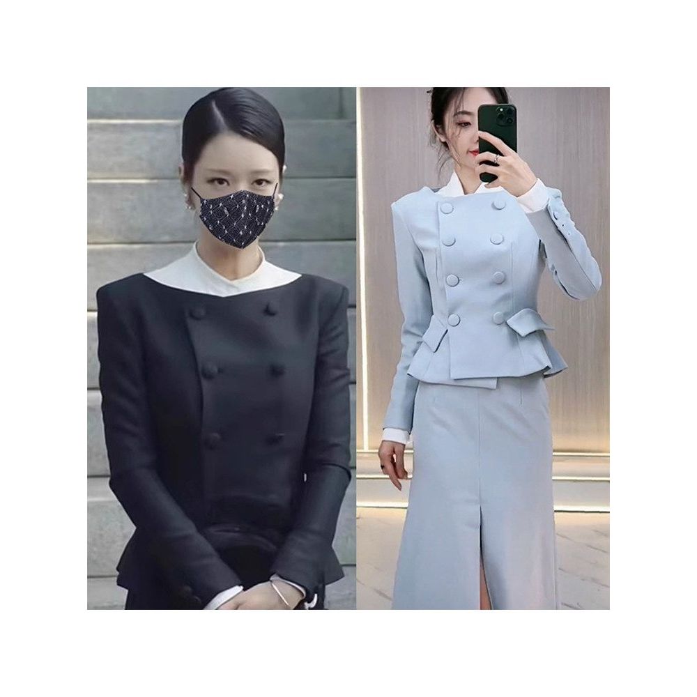 여성 투피스 세트 정장 여자 투피스세트 트위드 스커트 캐주얼 수트 자켓 셋업 - 상품 이미지