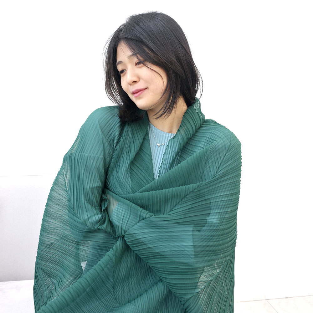 VSF99 플리츠 사선주름 4겹 시스루 롱 스카프 7칼라 - 상세 이미지 2