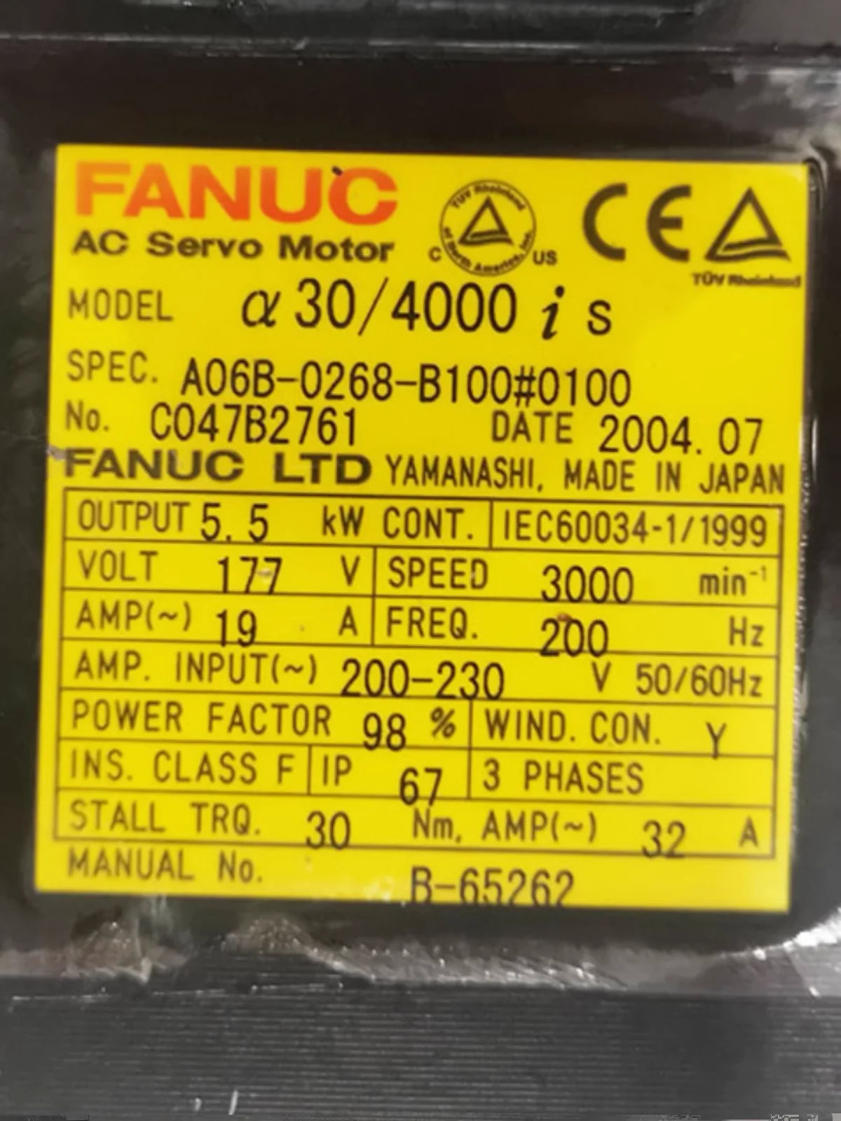 A06B-0268-B100 Fanuc 모터 3개월