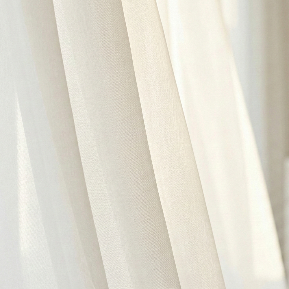 [난연/방염] 형상기억 화이트 프리미엄 쉬폰커튼 이음선 없는 나비주름 맞춤제작 차르르 커튼